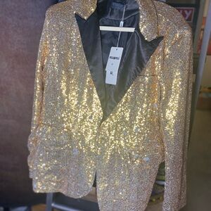 #>SOLD<# Dazzling Gold Sequin Blazer